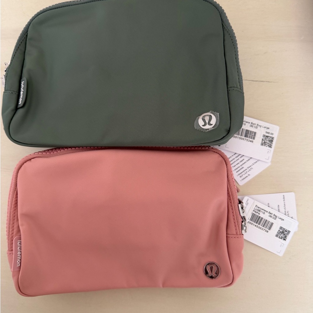 Lululemon Everywhere Belt Bag 2L - set of 2 -Green and Pink - NWT